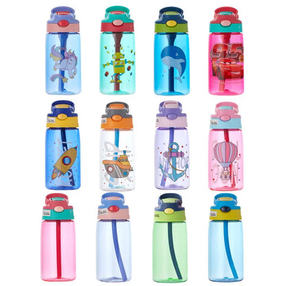 WBP0047 Portable Plastic Water Bottles with Straw for Kids - 500ml