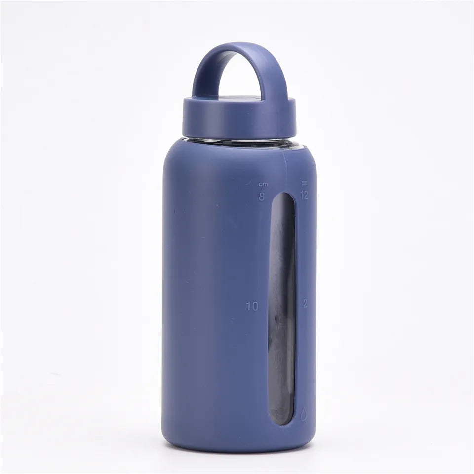 Borosilicate Glass Bottle with Silicone Sleeve and Plastic Lid, 800ml - WBG0005