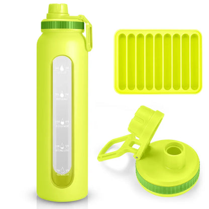 Motivational Glass Bottle with Silicone Sleeve , 1L (32oz) - WBG0004