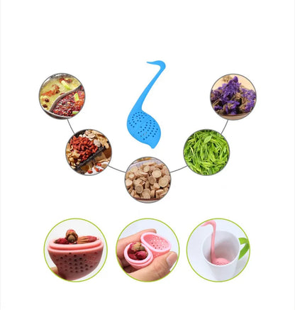 Goose Shape Tea Infuser with Long Neck, Green Silicone Tea Strainer & Steeper - MTI0002
