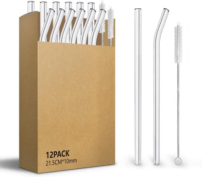 RSG0002 Clear Reusable Glass Straws - Healthy, Eco-Friendly, and BPA-Free