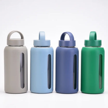 Borosilicate Glass Bottle with Silicone Sleeve and Plastic Lid, 800ml - WBG0005