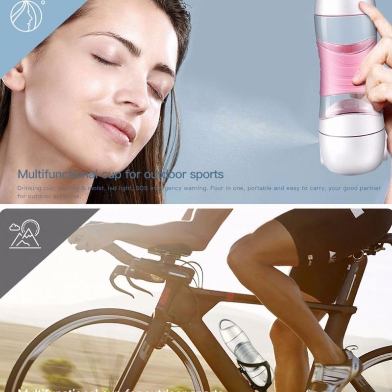 WBP0044 Smart Water Bottle with Mist Sprayer, SOS Lamp, LED Light and Drinking Reminder - 400ml