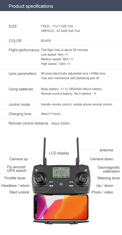 6k Camera GPS drone