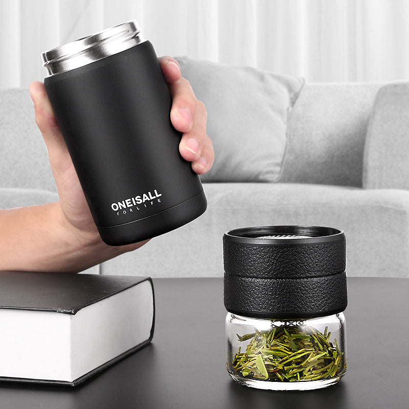 600ml Tea Water Separation Cup Travel Mug Stainless Steel Vacuum Insulated Water Bottle Tea Cups Portable Tea Thermos