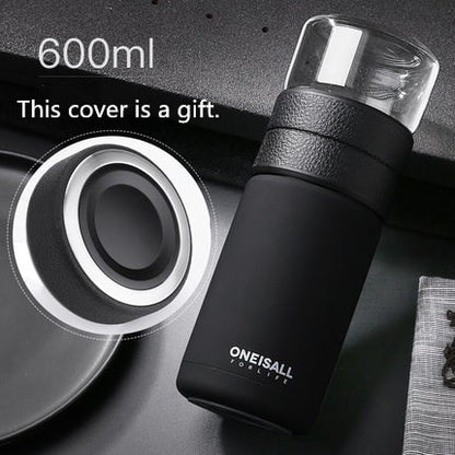 600ml Tea Water Separation Cup Travel Mug Stainless Steel Vacuum Insulated Water Bottle Tea Cups Portable Tea Thermos