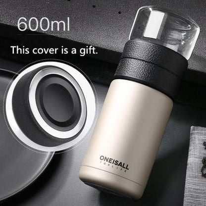 600ml Tea Water Separation Cup Travel Mug Stainless Steel Vacuum Insulated Water Bottle Tea Cups Portable Tea Thermos