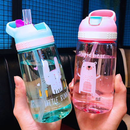 WBP0048 Portable Plastic Water Bottles with Straw for Kids - 450ml