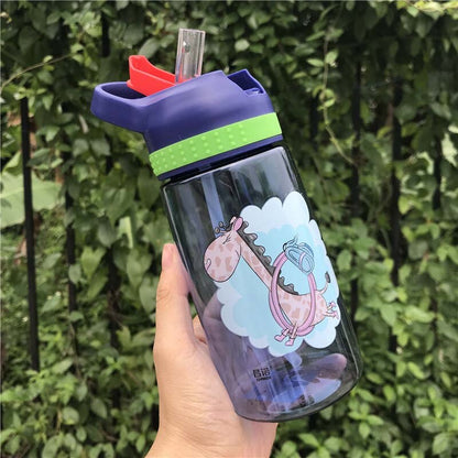 WBP0048 Portable Plastic Water Bottles with Straw for Kids - 450ml