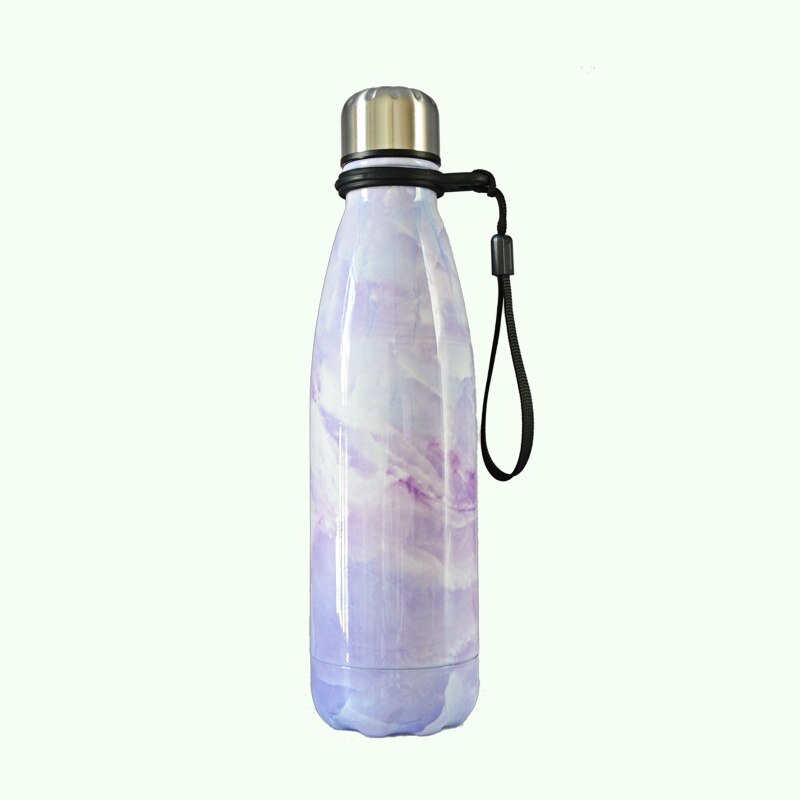 500ml Stainless Steel Double Wall Water Bottle Marble Portable Double Wall PBA Free Vacuum Insualtion Drink Bottle