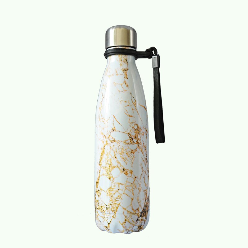 500ml Stainless Steel Double Wall Water Bottle Marble Portable Double Wall PBA Free Vacuum Insualtion Drink Bottle