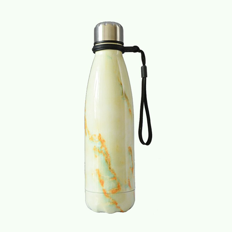 500ml Stainless Steel Double Wall Water Bottle Marble Portable Double Wall PBA Free Vacuum Insualtion Drink Bottle