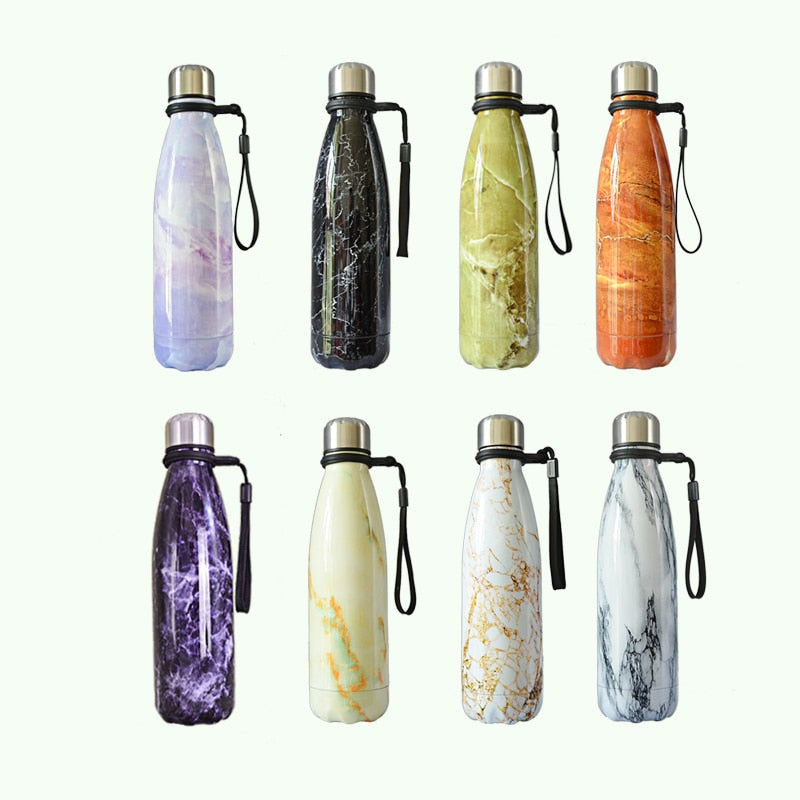 500ml Stainless Steel Double Wall Water Bottle Marble Portable Double Wall PBA Free Vacuum Insualtion Drink Bottle