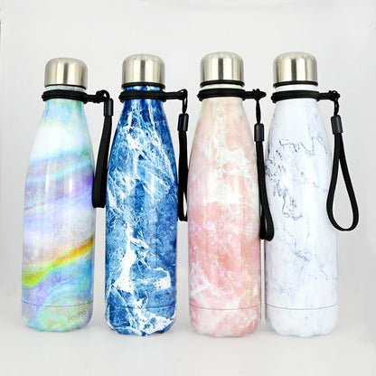 500ml Stainless Steel Double Wall Water Bottle Marble Portable Double Wall PBA Free Vacuum Insualtion Drink Bottle