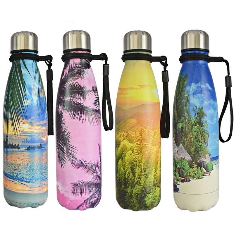 500ml Stainless Steel Double Wall Water Bottle Marble Portable Double Wall PBA Free Vacuum Insualtion Drink Bottle