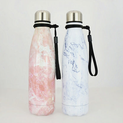 500ml Stainless Steel Double Wall Water Bottle Marble Portable Double Wall PBA Free Vacuum Insualtion Drink Bottle