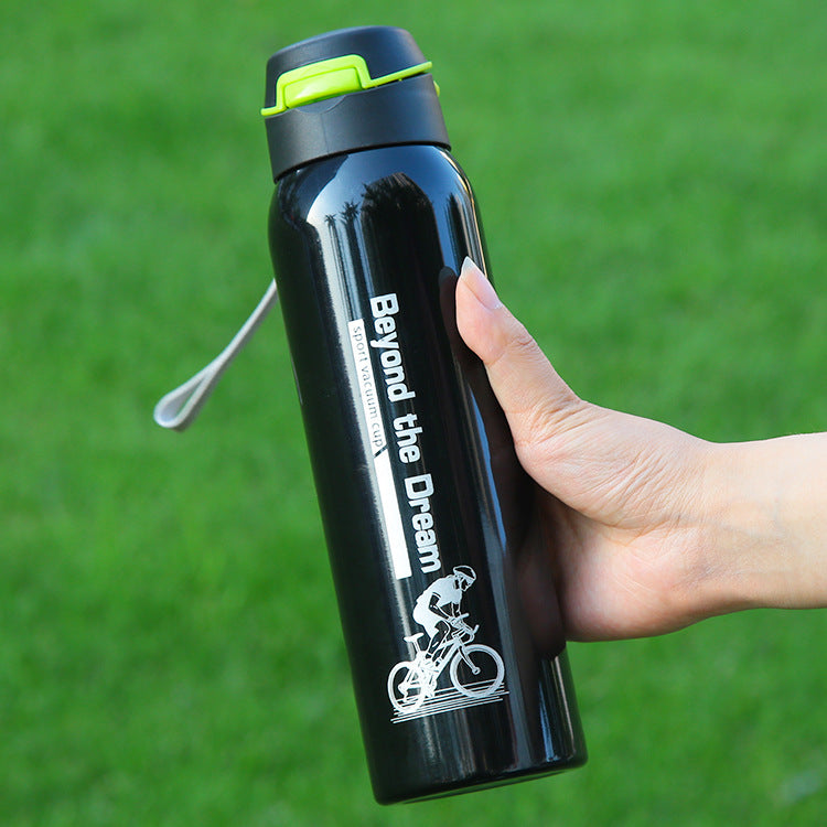 Stainless Steel Thermal Insulated Bottle with Handle and Rope, 500ml - WBS0029