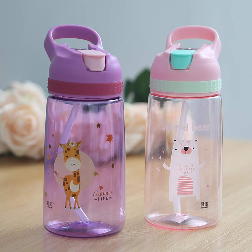 WBP0048 Portable Plastic Water Bottles with Straw for Kids - 450ml