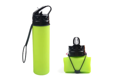 Collapsible Foldable Silicone Water Bottle, with Straw, 600ml, Ideal for Sport - WBI0001