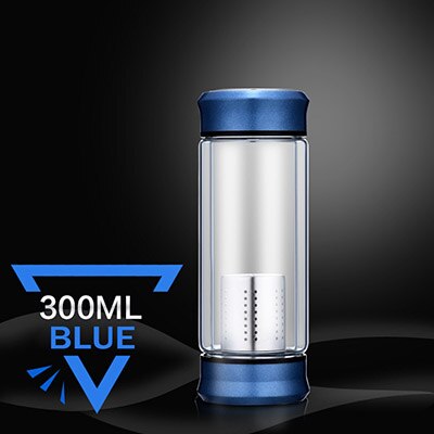 Double Wall Glass Bottle with Stainless Steel Filter, 350ml - WBG0010