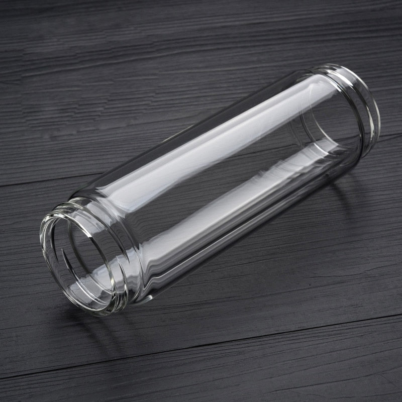 Double Wall Glass Bottle with Stainless Steel Filter, 350ml - WBG0010