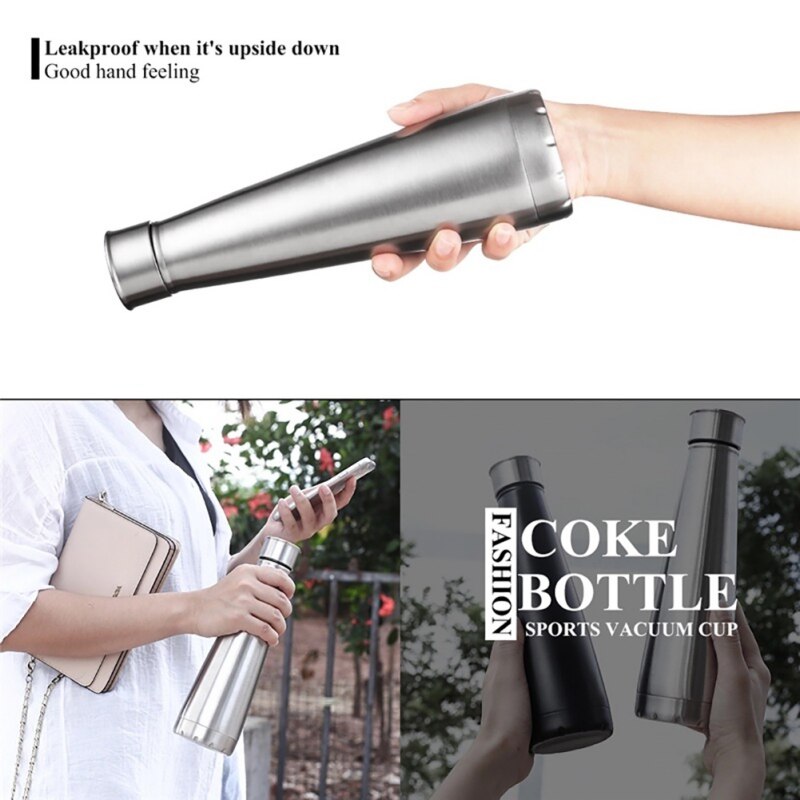 WBS0030 Stainless Steel Cola Shape Vacuum Insulated Bottle for Sports - 500ml