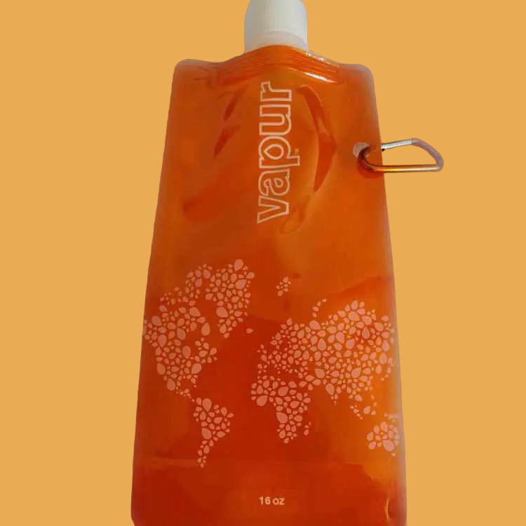 Foldable Water Bag, 480ml (16oz), Eco-Friendly, Portable, Reusable with Carabiner - WBP0029