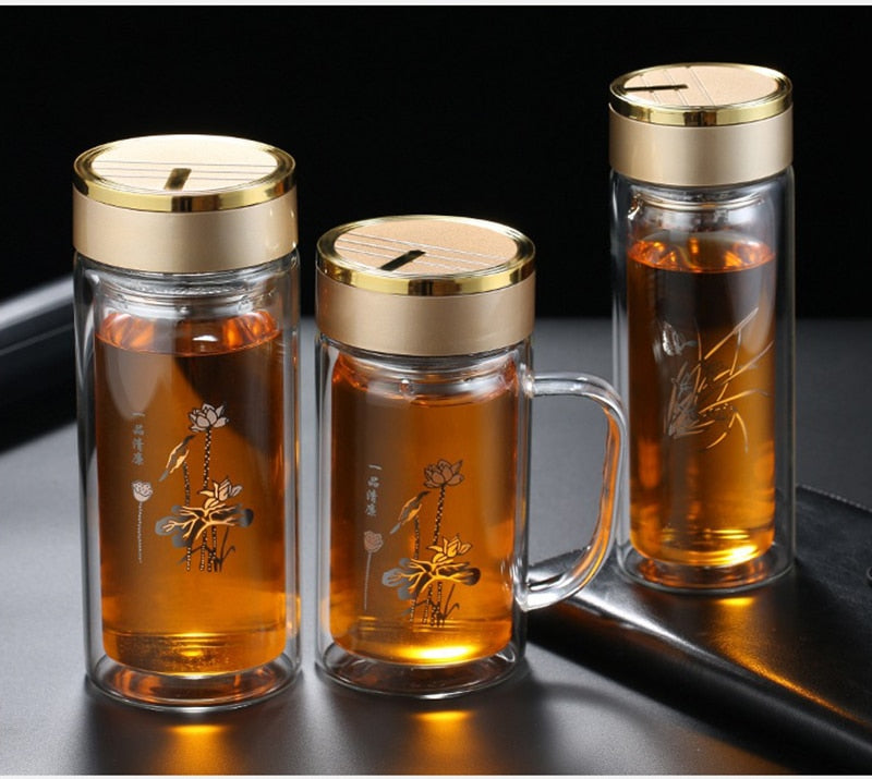 Double Wall Glass cup Bottles Tumbler Glass Tea Drinking, Teacup Coffee Water pot tea cup,Water Bottle cups Flask