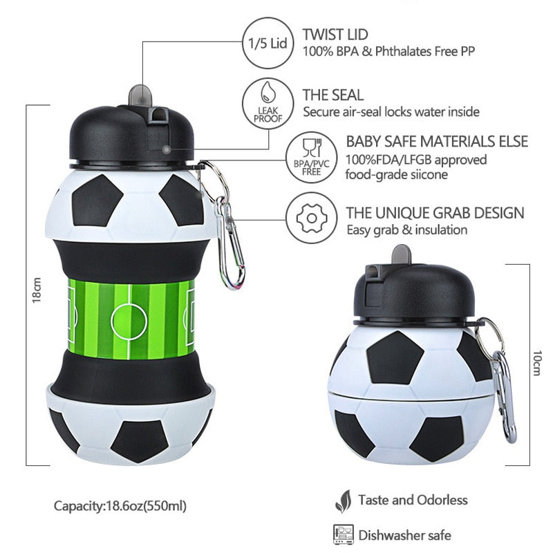 Durable Healthy Plastic Travel Sports Folding Silicone Water Cup Portable  Folding Football Bottle Kid Soccer Water Bottles - China Water Bottle and  Folding Cup price