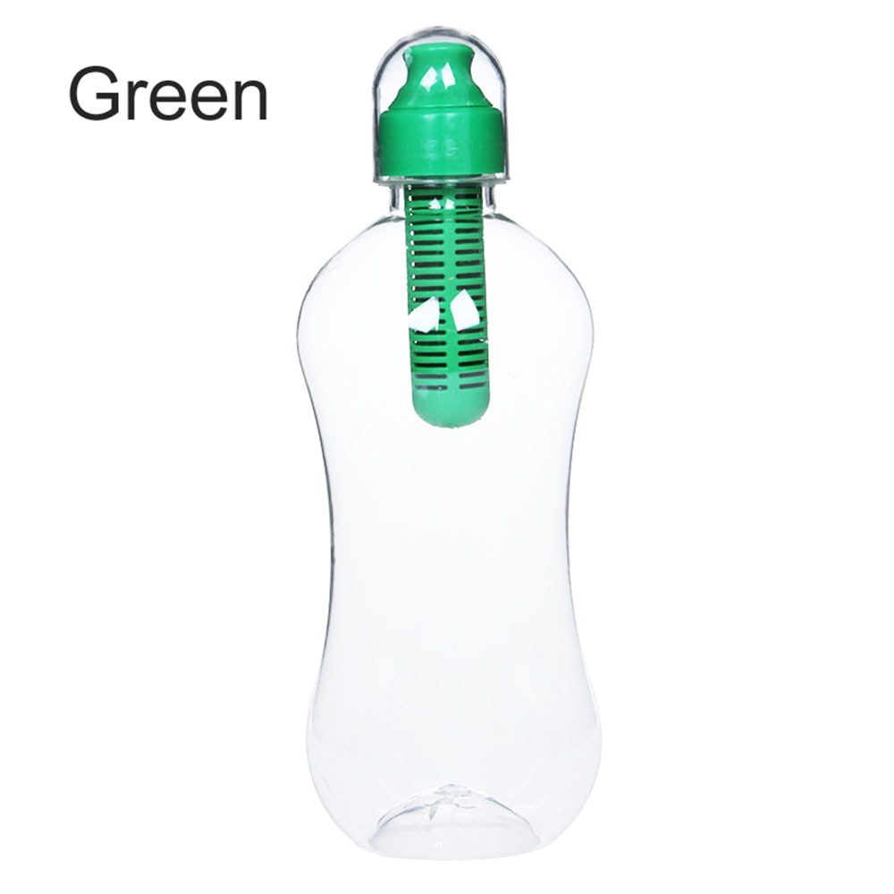 Plastic Bottle with Activated Carbon Filter for Camping Gym, 550ml - WBP0017