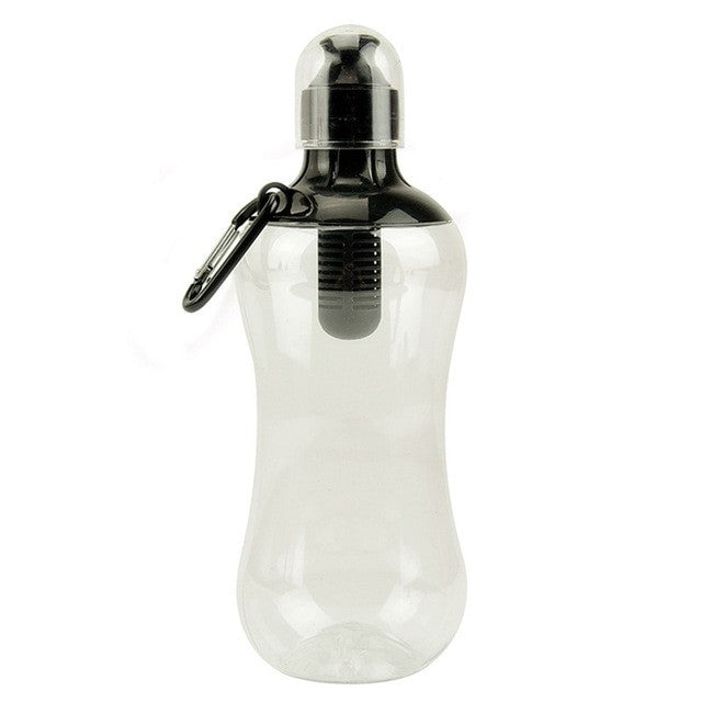 Plastic Bottle with Activated Carbon Filter for Camping Gym, 550ml - WBP0017