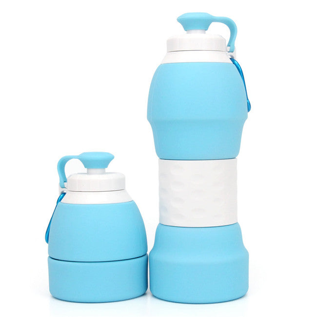 Popdigito Collapsible Water Bottles Free Travel Silicone Water Bottle 320ml with straw,11oz Reusable Foldable Lightweight Portable Sport Water