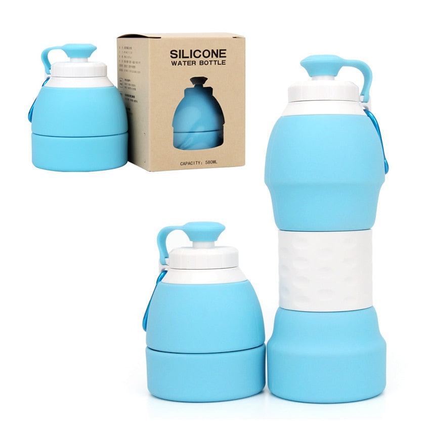 Portable Leakproof Water Bottle with Silicone Straw Refillable Sports  School Timer Marker Drink Cup Campers Adults Accessories Blue 