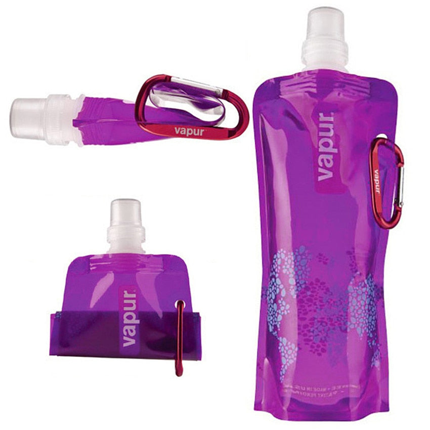 Foldable Water Bag, 480ml (16oz), Eco-Friendly, Portable, Reusable with Carabiner - WBP0029