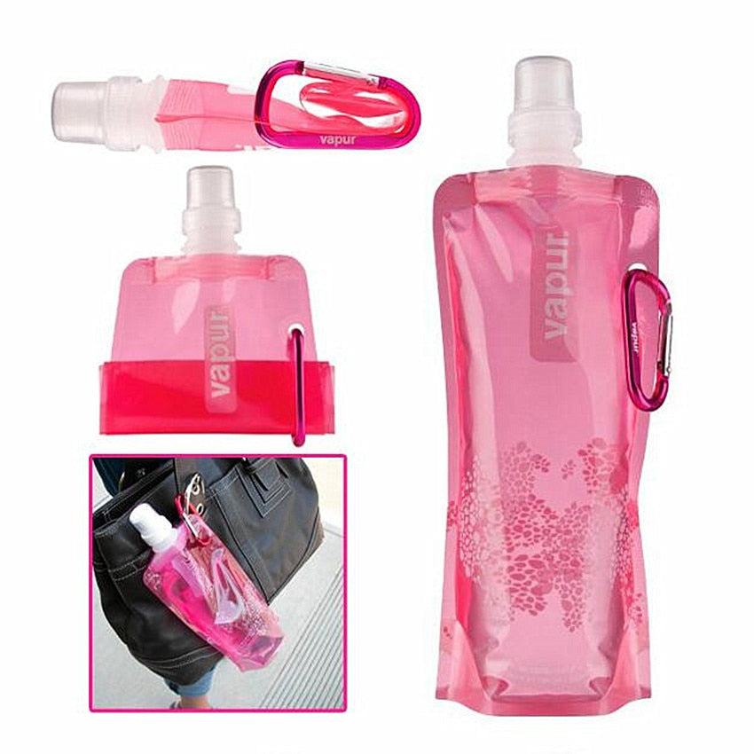 Foldable Water Bag, 480ml (16oz), Eco-Friendly, Portable, Reusable with Carabiner - WBP0029