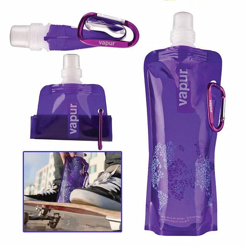 Foldable Water Bag, 480ml (16oz), Eco-Friendly, Portable, Reusable with Carabiner - WBP0029