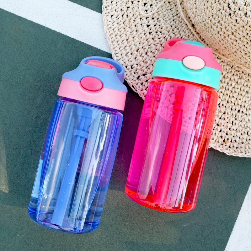 WBP0047 Portable Plastic Water Bottles with Straw for Kids - 500ml