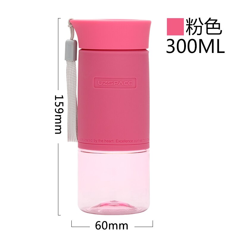 WBP0028 UZSPACE Colorful Silicone Sleeve Sport Tritan Water Bottle - 300ml