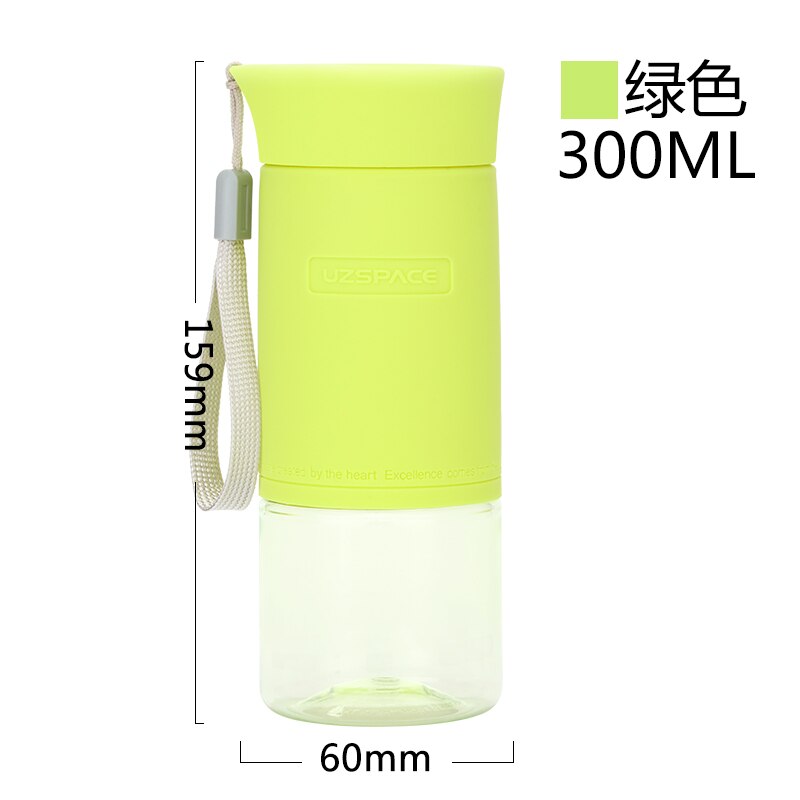 WBP0028 UZSPACE Colorful Silicone Sleeve Sport Tritan Water Bottle - 300ml