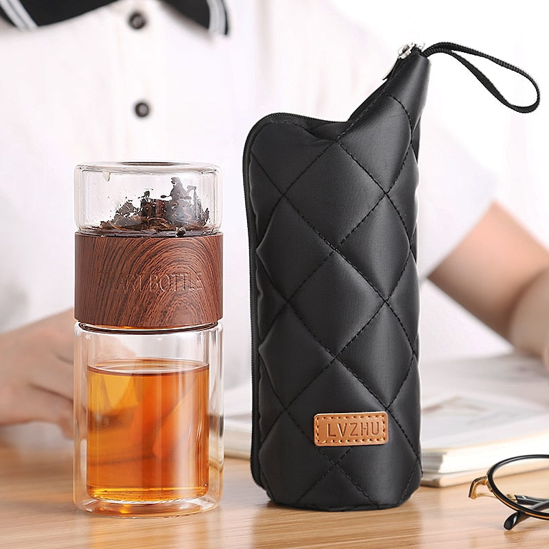 Double Wall Glass Bottle with Tea Infuser, 500ml - WBG0009
