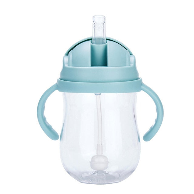 BFB0004 300ml Milk Cups Suction Feeding Bottle Training Leakproof Babies Silicone Drinking With Handles Water Wide Mouth Straw